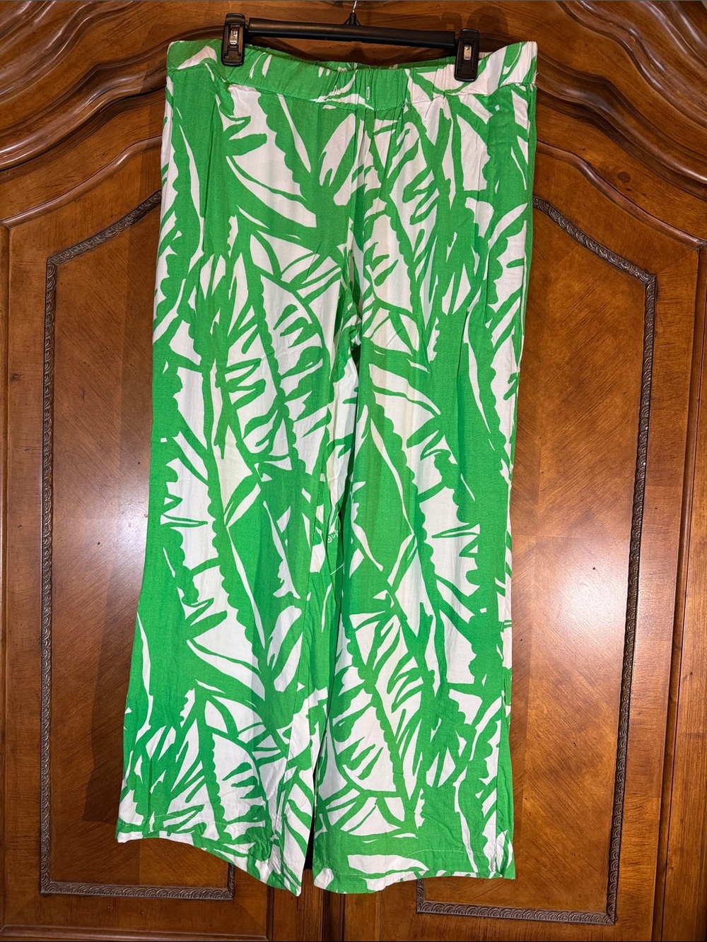 Lilly Pulitzer for Target Green & White Wide-Leg Tropical Print Pants XXL